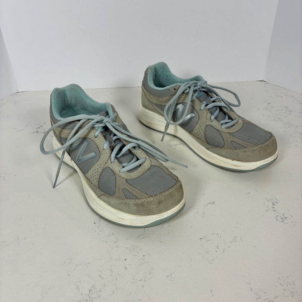 New Balance Walking Shoes 10.5 Grey 877 Suede Mesh Sneaker